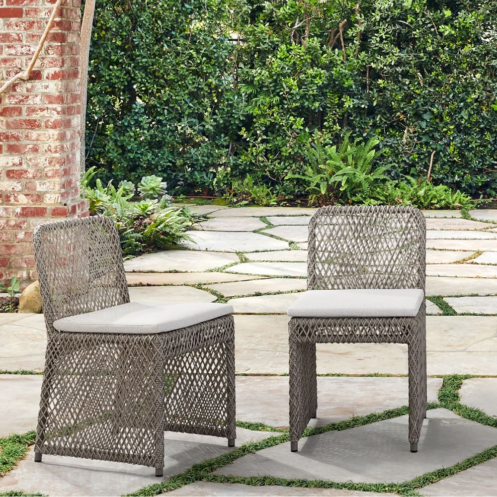 Coastal Dining Chair, Set of 2, All Weather Wicker, Silverstone - Image 0