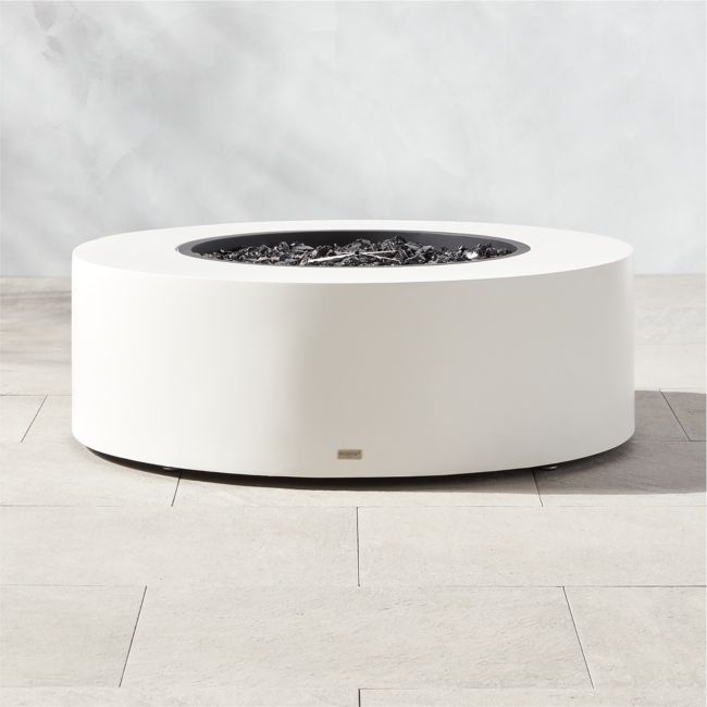 Ark Round Bone White Concrete Fire Table - Image 0