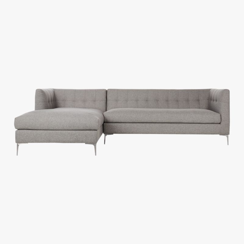 Holden 2-Piece Tufted Sectional Loveseat Angel Pewter - Image 1