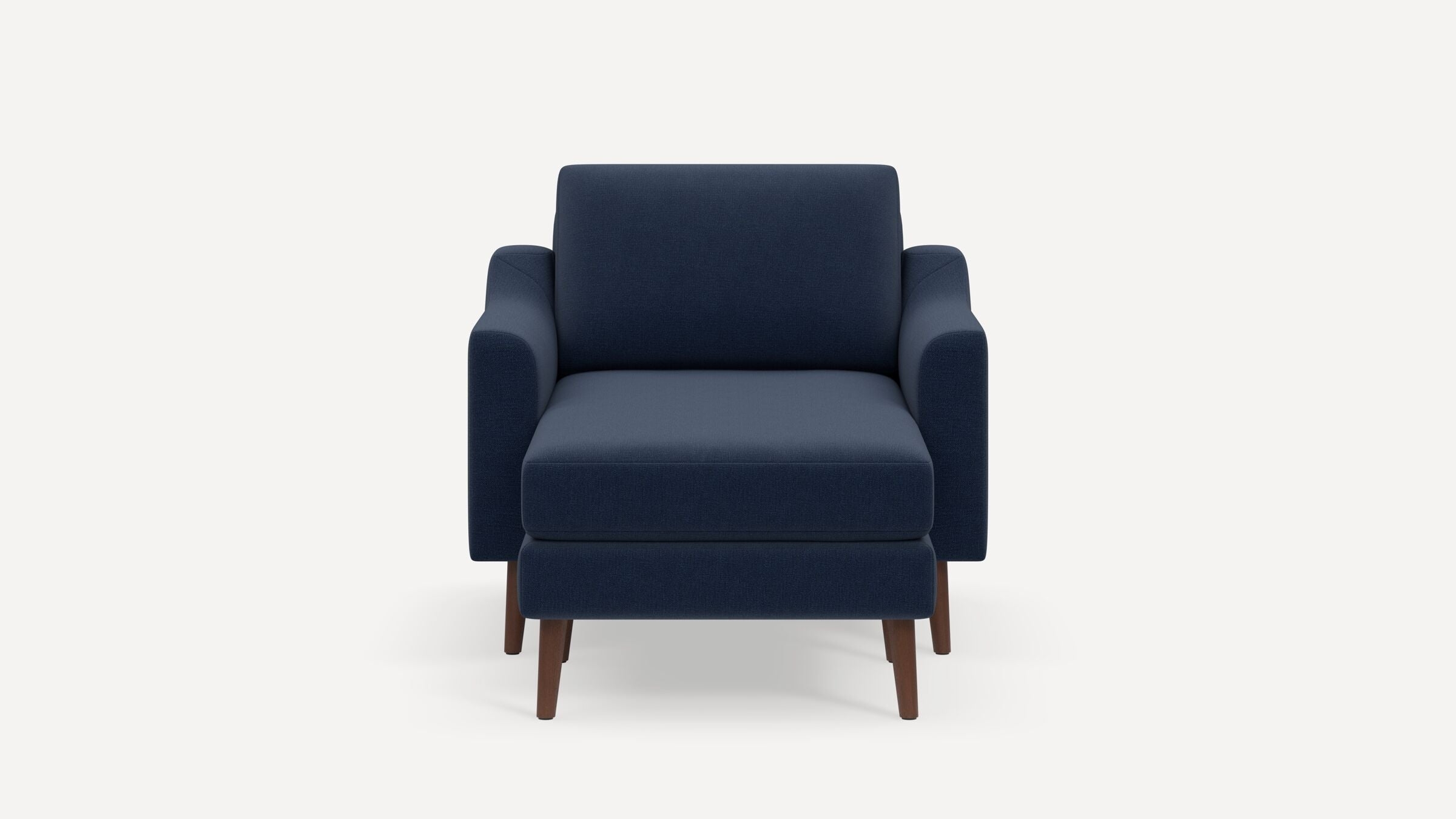 Nomad Armchair with Chaise - Navy Blue - Performance Flatweave / Walnut - Wood / Slope - Image 0