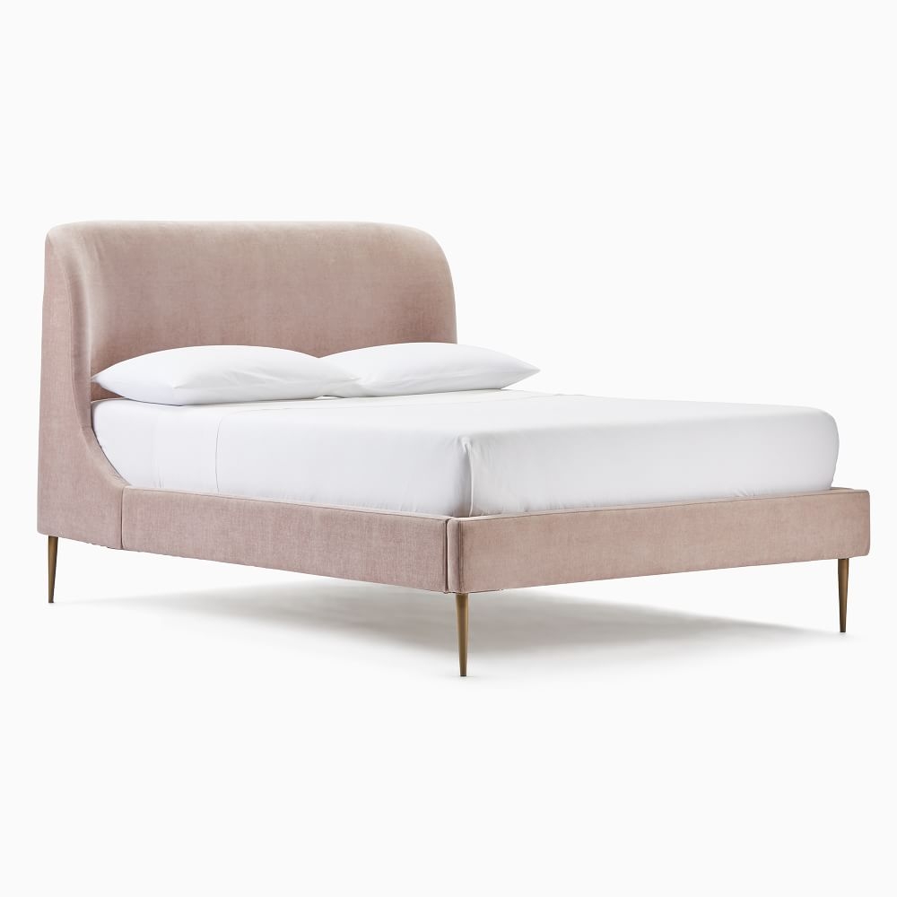 Lana Upholstered Bed, Full, Distressed Velvet, Mauve - Image 0
