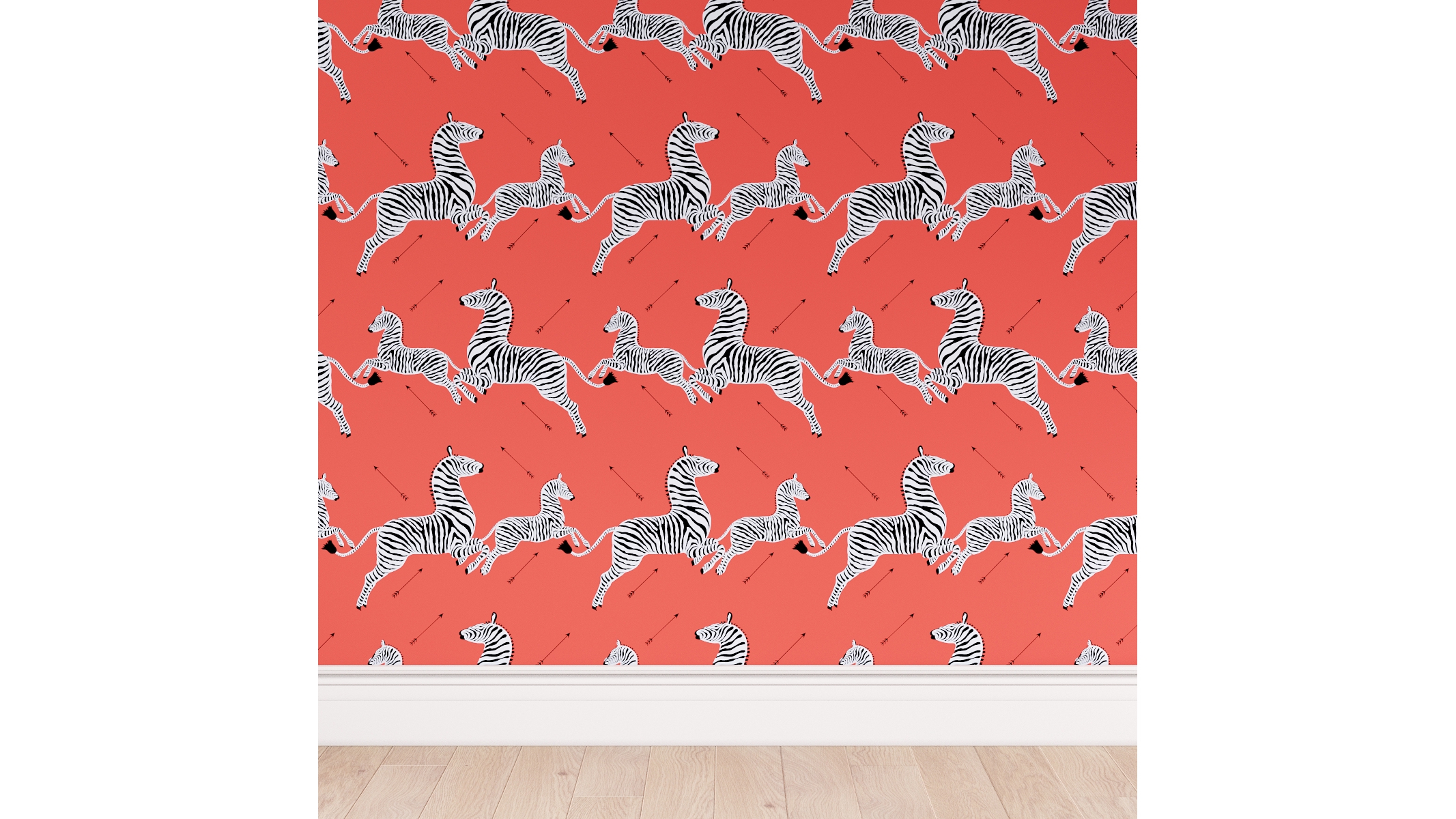 Scalamandre Peel and Stick Wallpaper, Coral Zebra - Image 0