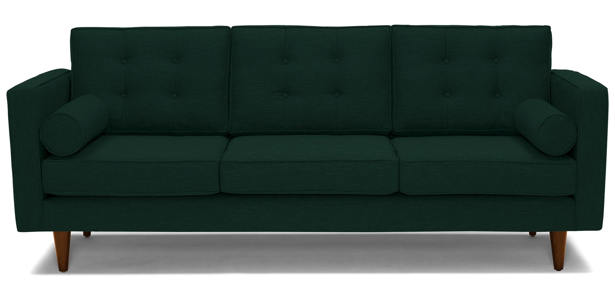 Green Braxton Mid Century Modern Sofa - Royale Evergreen - Mocha - Image 0