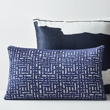 Ink Abstract Pillow Cover, 20"x20", Blue Iron - Image 4