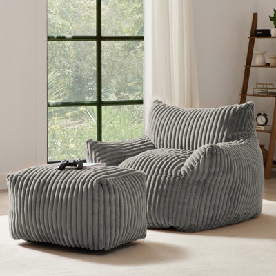 Bean Bag Chair with Ottoman , Comfy Memory Foam Large Lazy Sofa - Image 0