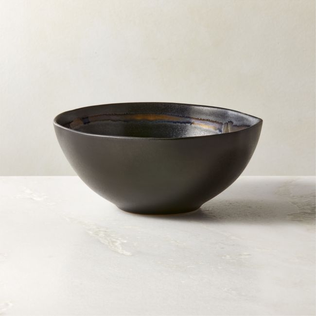 Hyacinth Black Soup Bowl with Reactive Glaze - Image 0