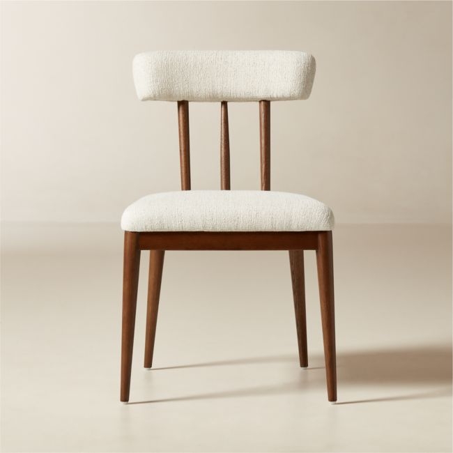 Arcos Oak Wood and Ivory Upholstered Dining Chair Set of 4 - Image 0