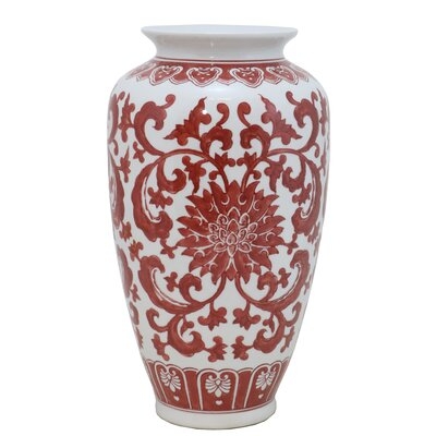 Mallie White/Red 15'' Ceramic Jar - Image 0