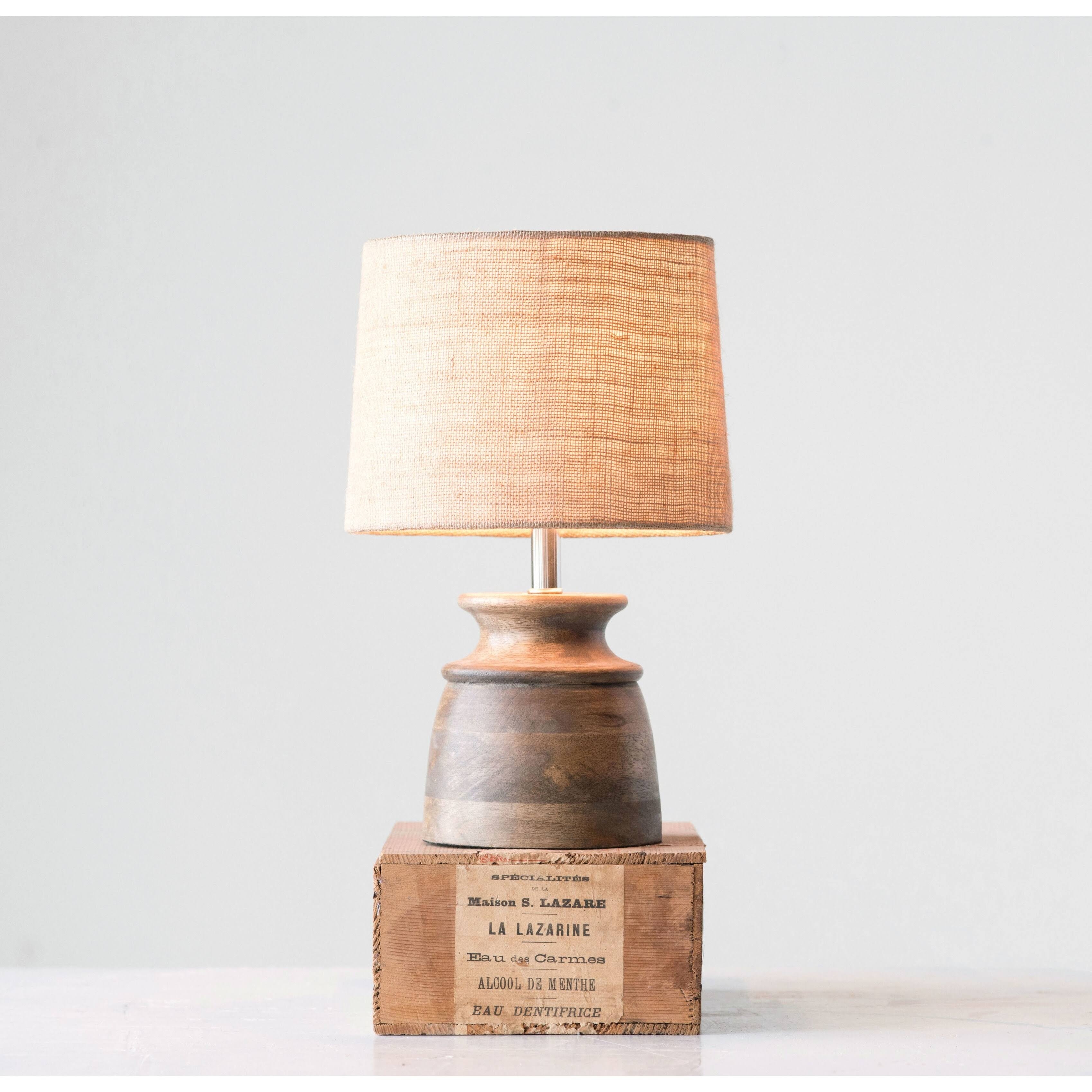 Wood Table Lamp with Jute Shade, Small - Image 2