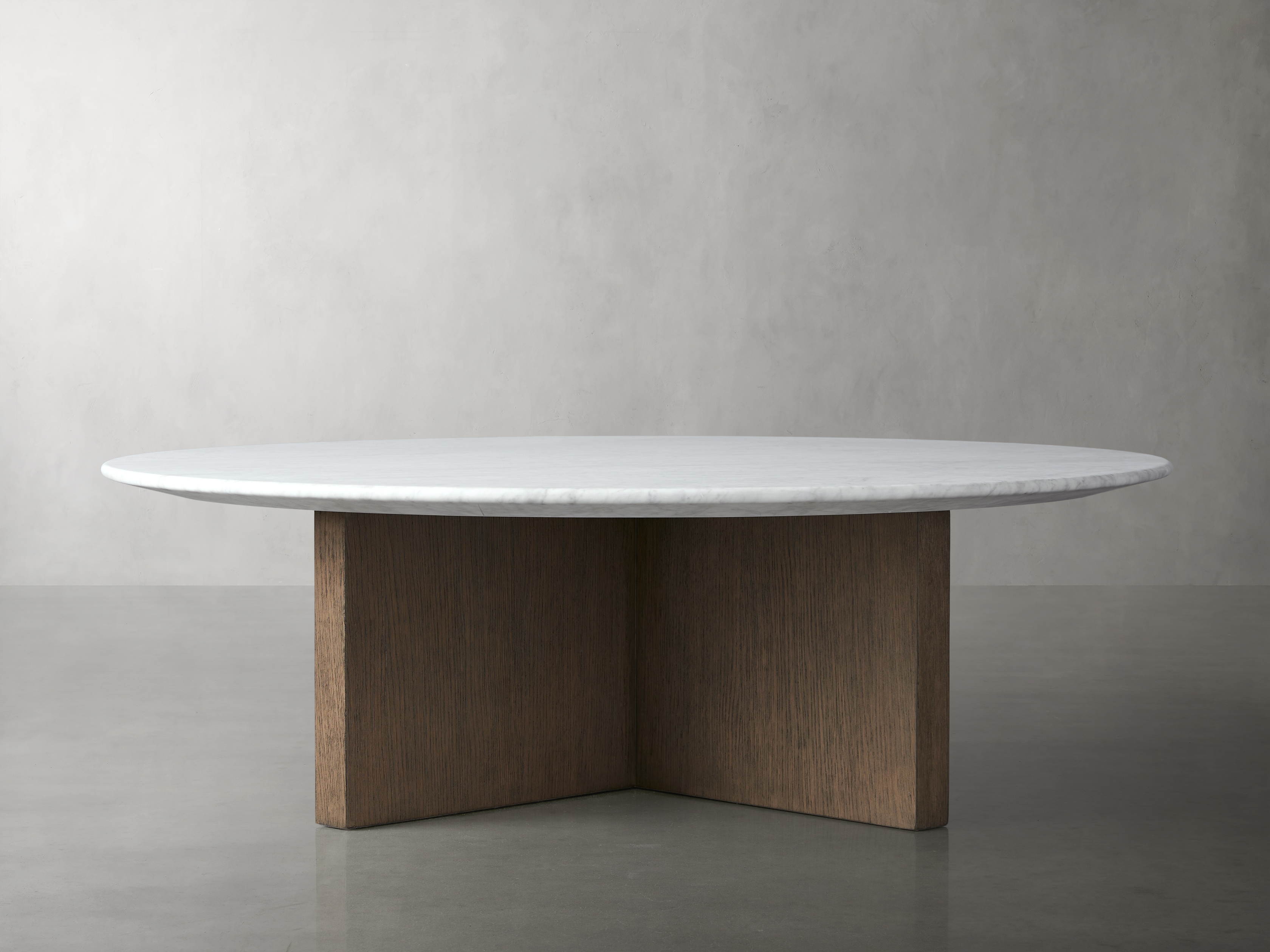 Saint Germain Round Coffee Table with Clement Base Stone in Brown  Carrara/Chestnut 36" - Image 0