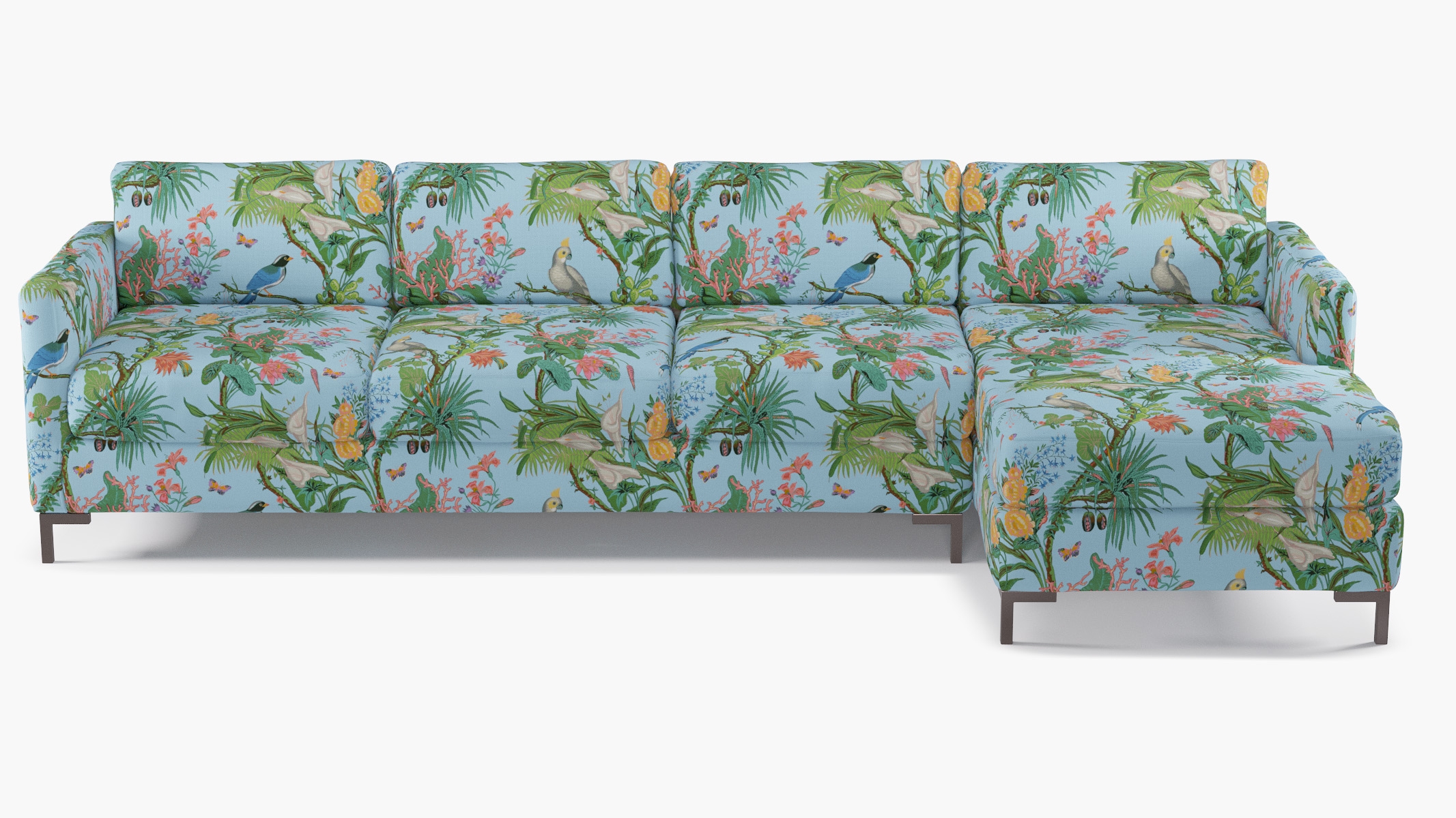 Modern Sectional, Right Facing, Sky Cinque Terra, Bronze L Leg - Image 0