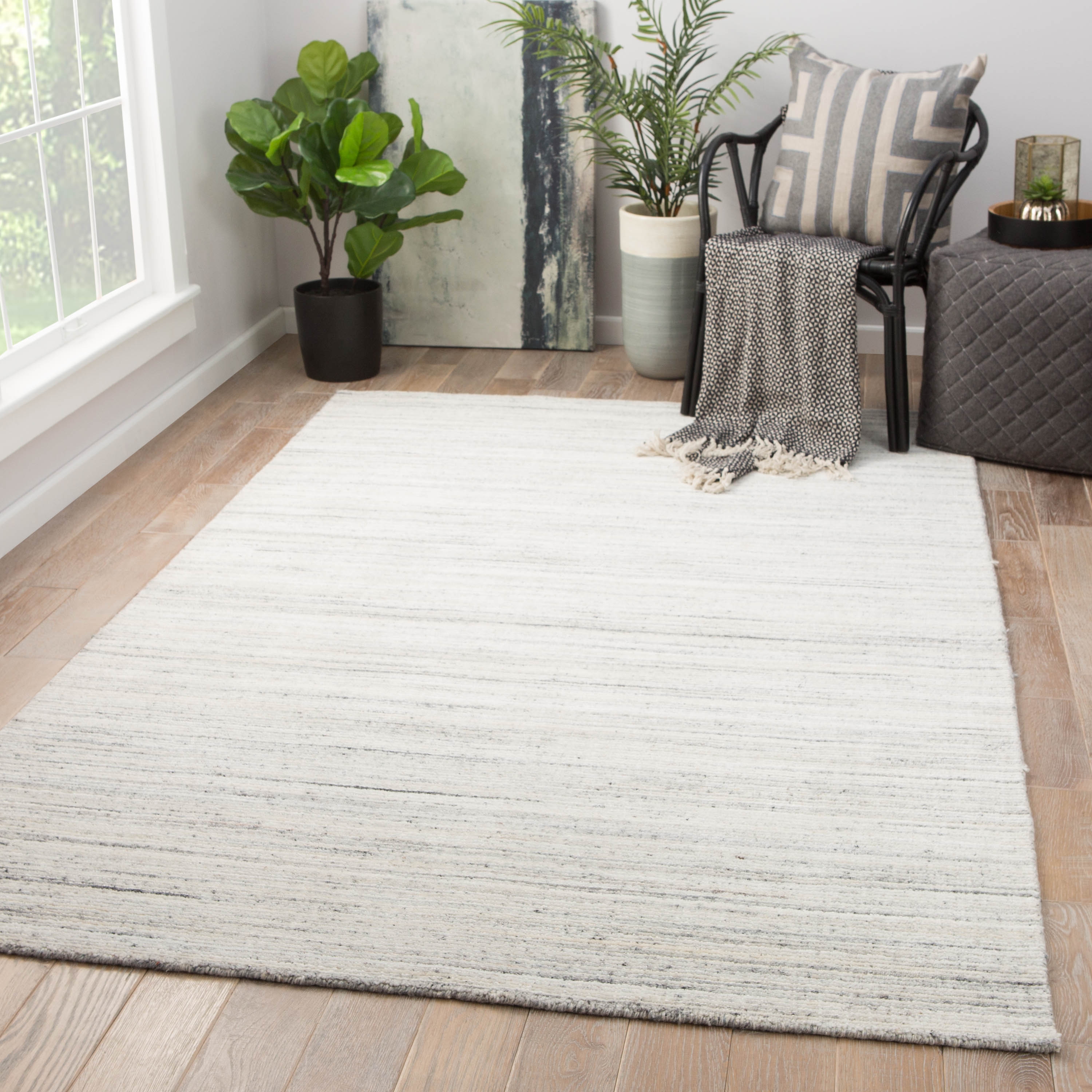 Vassa Handmade Solids & Heathers White/ Gray Area Rug (12'X15') - Image 4