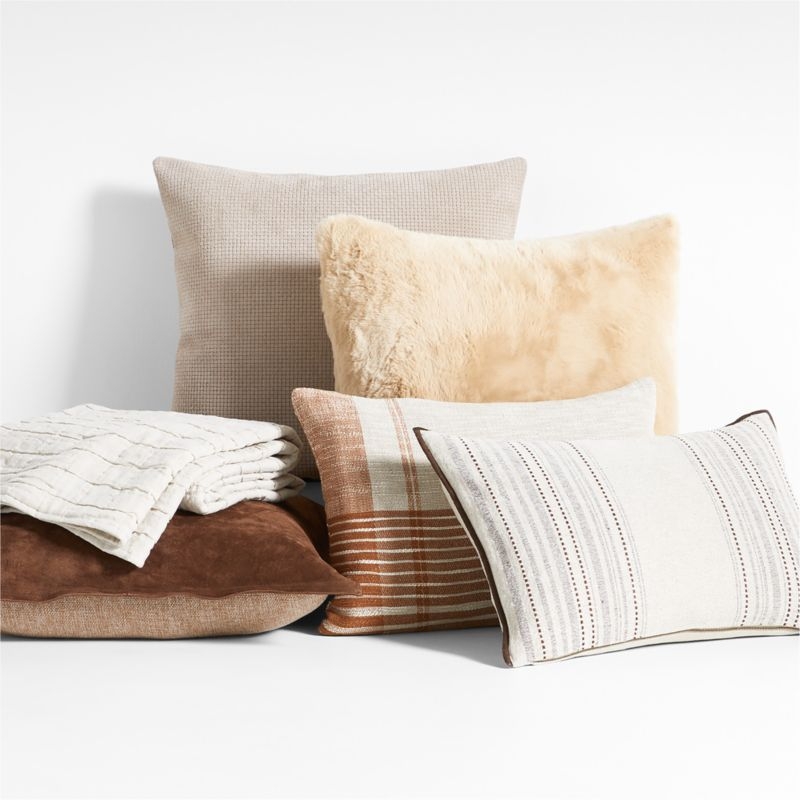 Ginger Beige Faux Fur 23x23 Throw Pillow with Down-Alternative Insert - Image 5