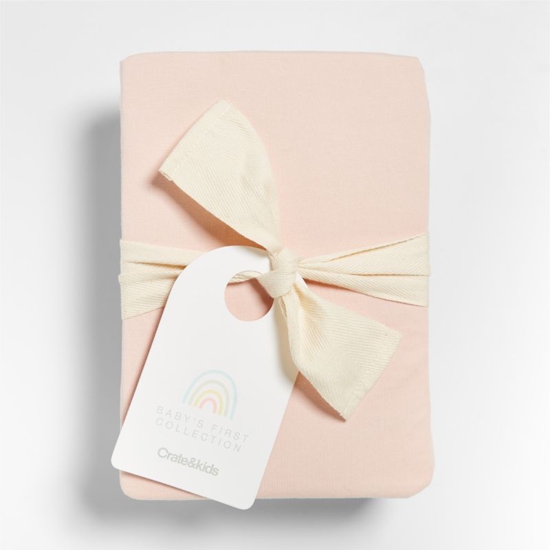 Baby's First Pink 100% Organic Cotton Jersey Baby Crib Fitted Sheet - Image 3