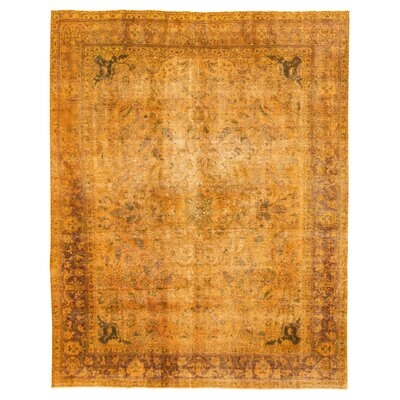 One-of-a-Kind Mellette Hand-Knotted 1980s Overdyed Dark Gold/Brown 9'10" x 12'6" Wool Area Rug - Image 0
