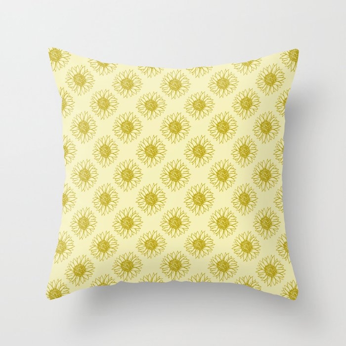 Sunflower Golden Fields Couch Throw Pillow by Leah Flores - Cover (24" x 24") with pillow insert - Indoor Pillow - Image 0