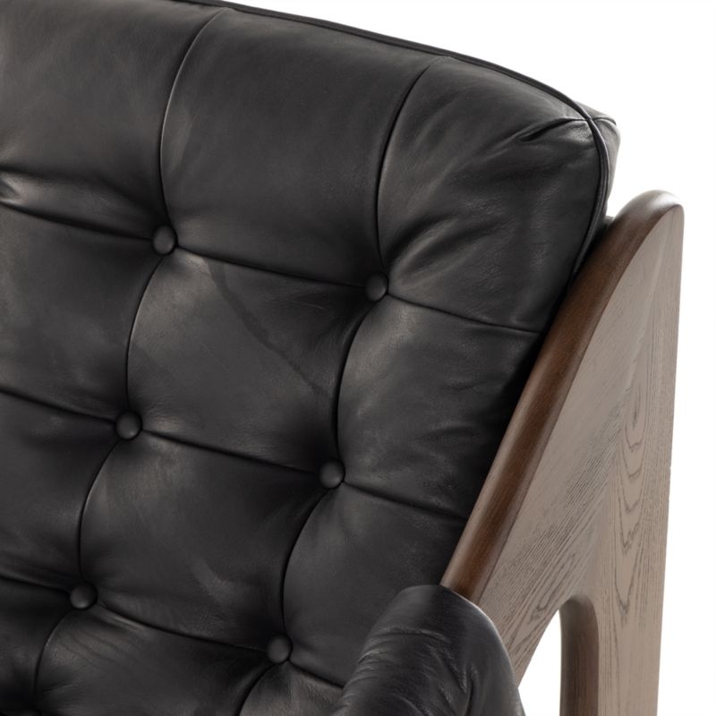 Halston Tufted Black Leather Accent Chair - Image 4