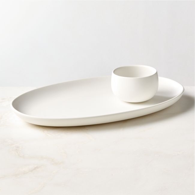 Mori Matte White Chip and Dip Set of 2 - Image 0