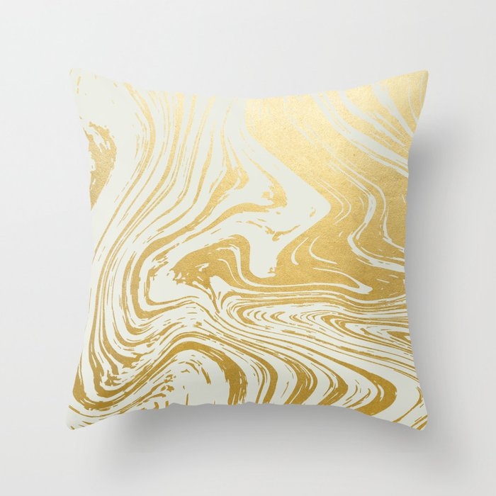 Gold Rush Minimal Illustration, Abstract Shine Luxe Glow Metallic Shimmer Golden Graphic Design Throw Pillow by 83 Oranges Free Spirits - Cover (20" x 20") With Pillow Insert - Indoor Pillow - Image 0