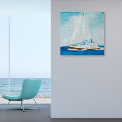 Traditional Summer Sailboat Soft Figures Blue Waves - Image 0