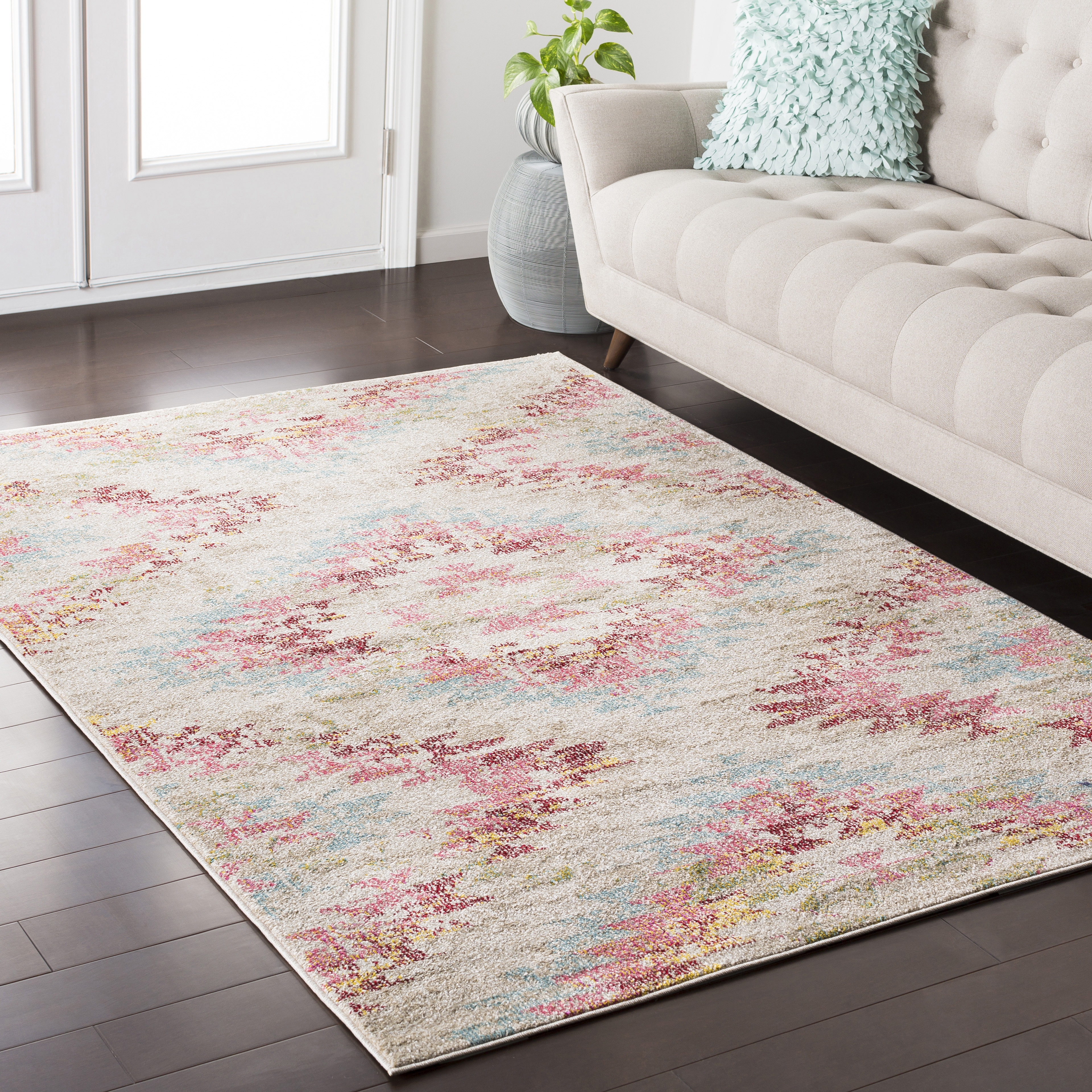Anika Beige Indoor 2' x 2'11" Machine Woven Rug - Image 1