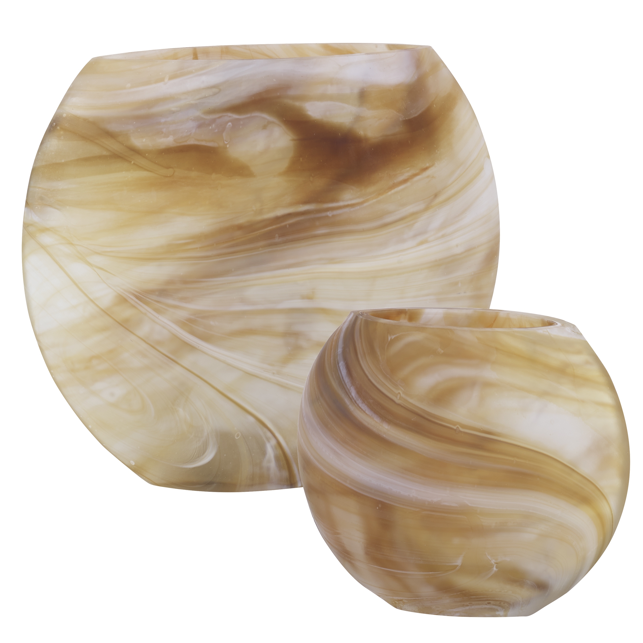 Fusion Swirled Caramel & Ivory Vases Set/2 - Image 3