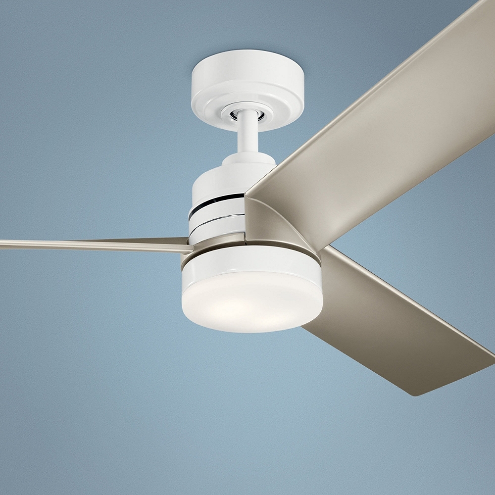52" Kichler Spyn White and Silver LED Ceiling Fan - Style # 65F00 - Image 0