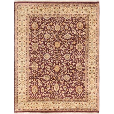 One-of-a-Kind Iacovelli Hand-Knotted 2010s Ushak Burgundy/Cream 7'10" x 10'4" Wool Area Rug - Image 0