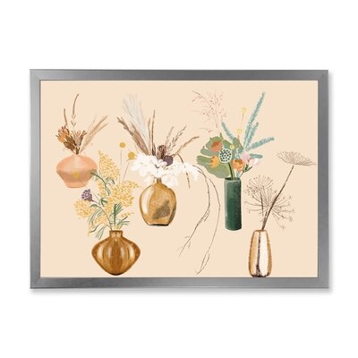Bouquets Of Wildflowers In Gold Vases III - Traditional Canvas Wall Art Print FDP35391 - Image 0