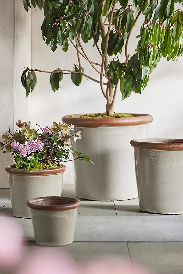 Raw Rim Stoneware Taper Planter - Image 0