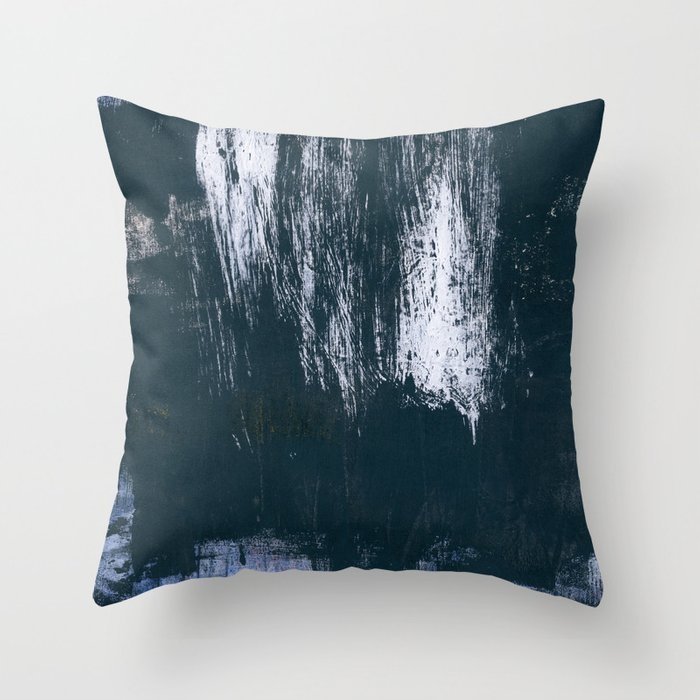 Brushstrokes Dark Blue Throw Pillow by Iris Lehnhardt - Cover (18" x 18") With Pillow Insert - Outdoor Pillow - Image 0