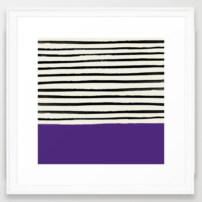 Purple Grape X Stripes Framed Art Print by Leah Flores - Scoop White - MEDIUM (Gallery)-22x22 - Image 0