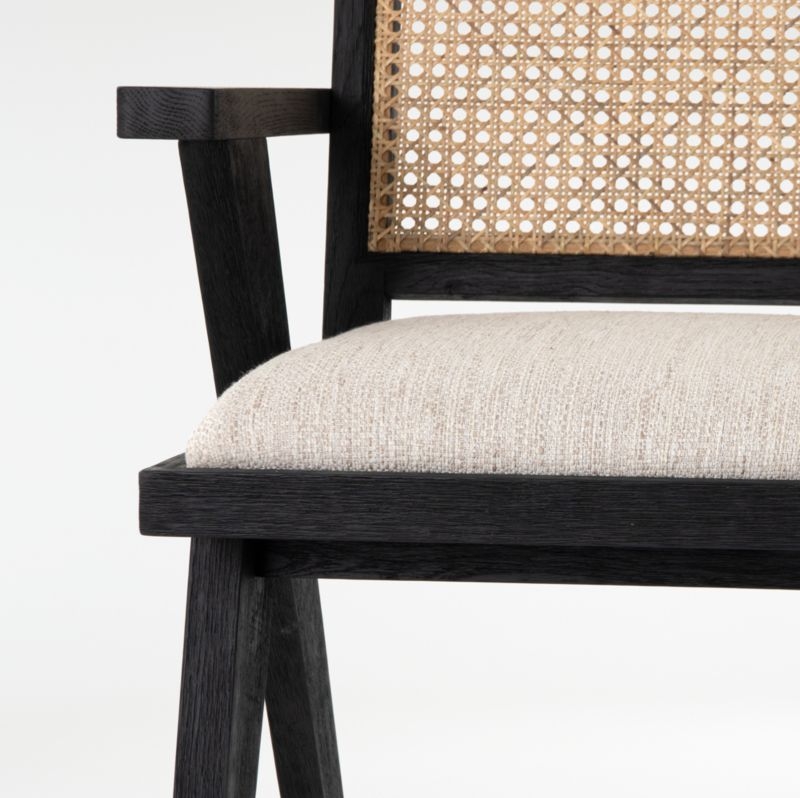 Annette Black Upholstered Cane Dining Chair - Image 2