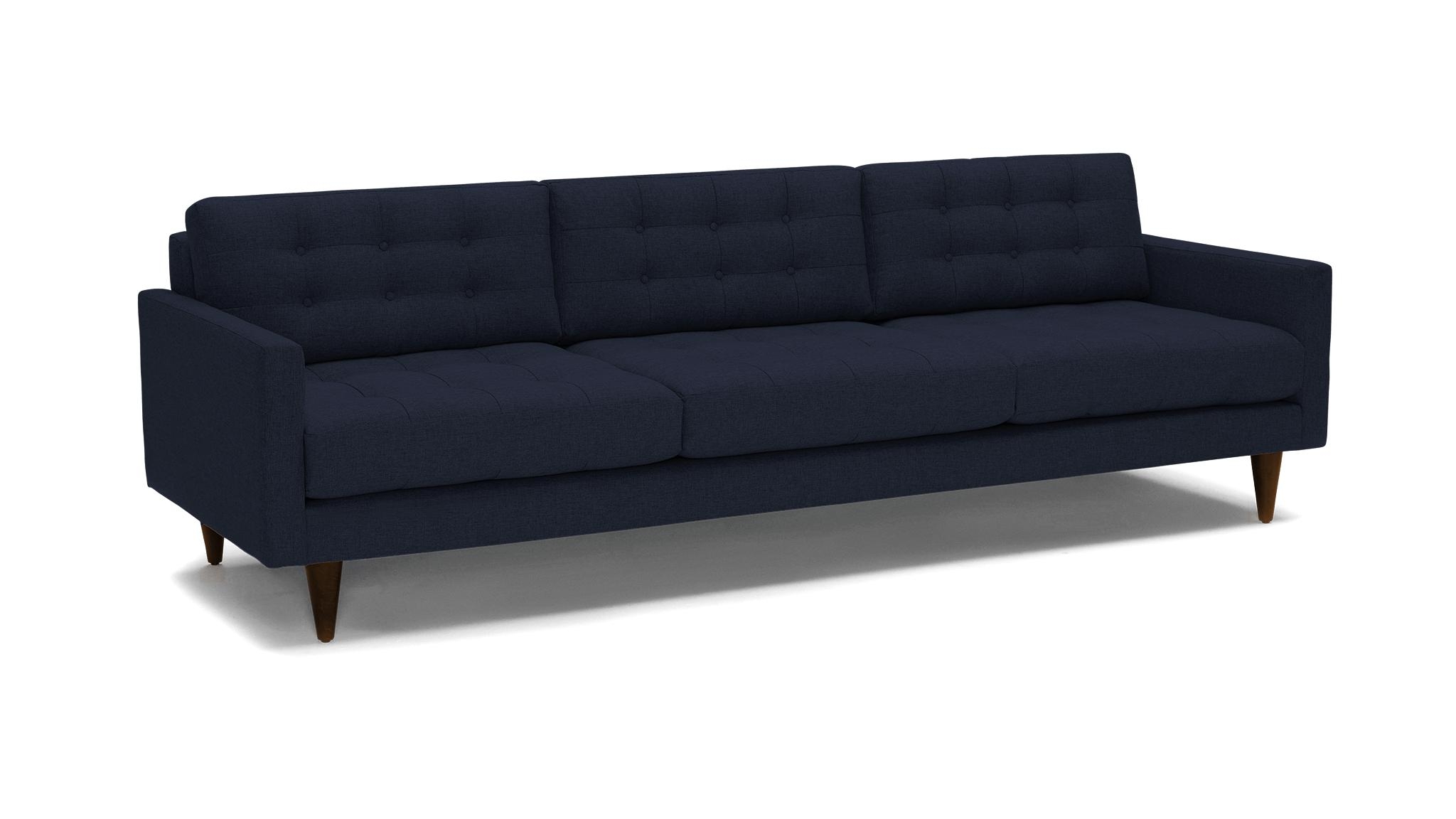 Blue Eliot Mid Century Modern Grand Sofa - Sunbrella Premier Indigo - Mocha - Image 1