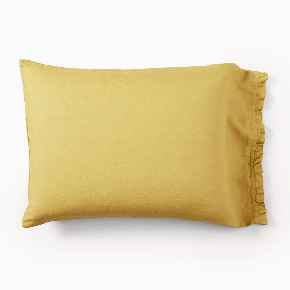 Euro Linen Ruffle Standard Pillowcase, Dijon - Image 0