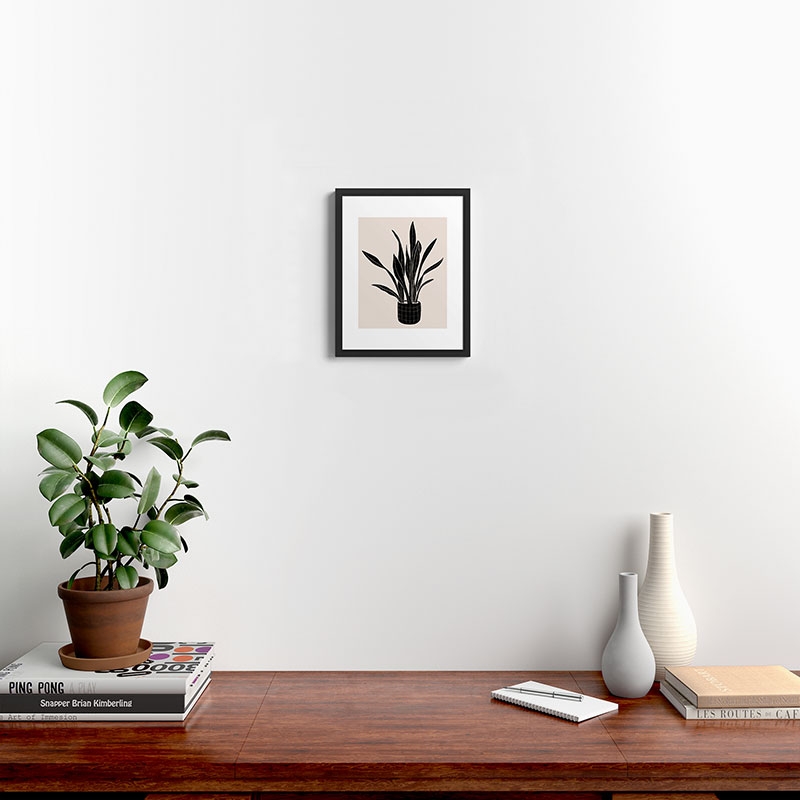 Snake Plant by Alisa Galitsyna - Modern Framed Art Print, Black, 11" x 14" - Image 1