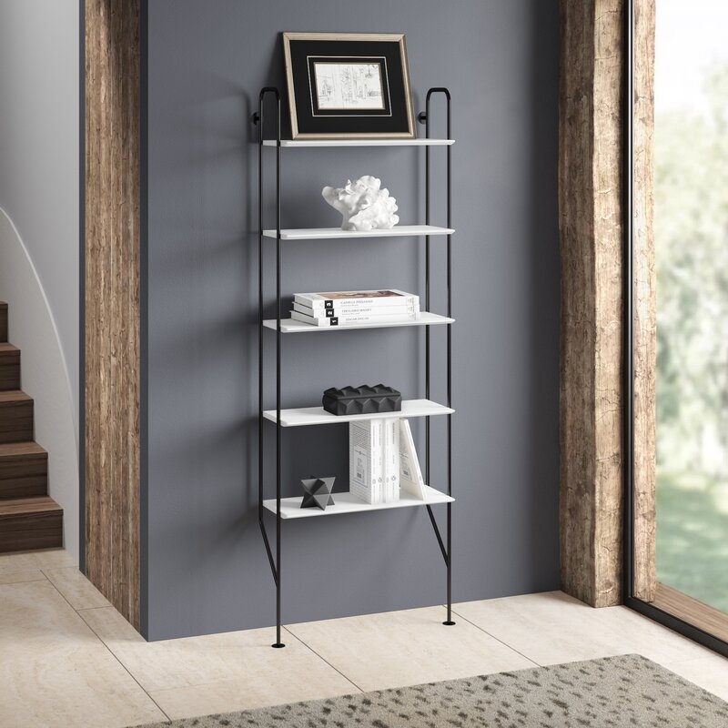Blu Dot Hitch 5 Tier Etagere Bookcase Shelf Color: Smoke, Frame Color: Black - Image 1