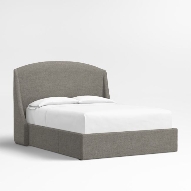 Lafayette 56" Dark Grey Upholstered Queen Headboard with Storage Bed Base - Image 0