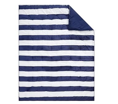 Rugby Stripe Comforter, Twin, Navy - Image 0