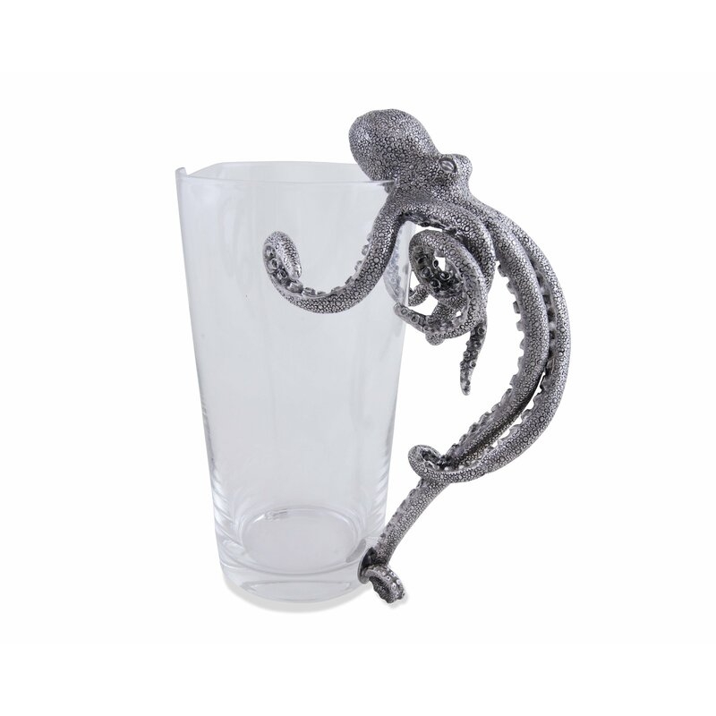 Vagabond House Sea and Shore Glass Pitcher with Octopus Handle - Image 0