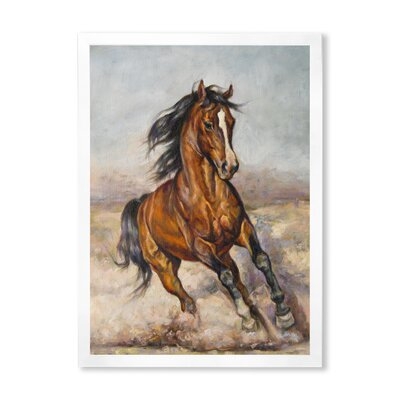 Painting Of A Horse In The Race - Farmhouse Canvas Wall Art Print - Image 0