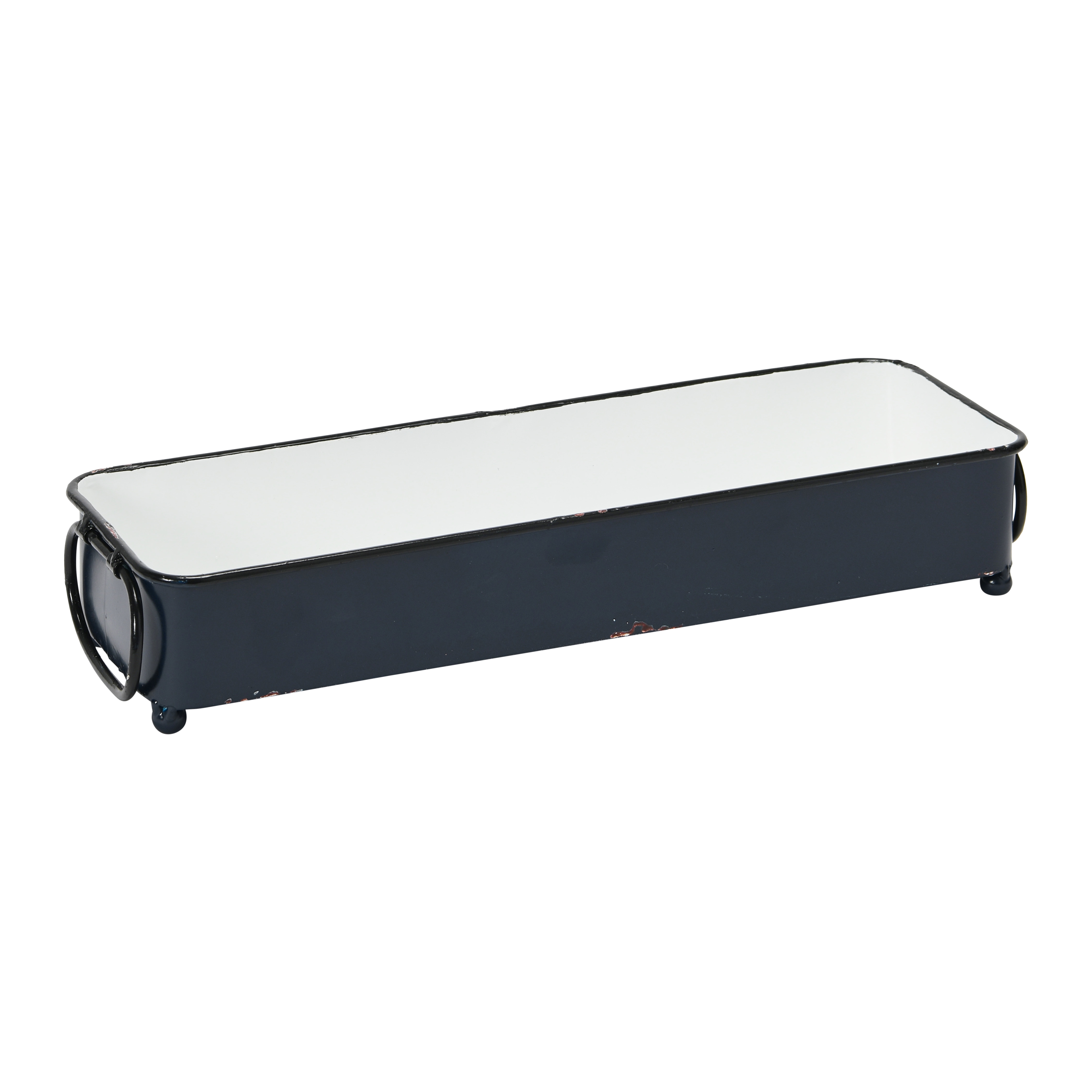 Decorative Metal Tray with Handles, Black - Image 0