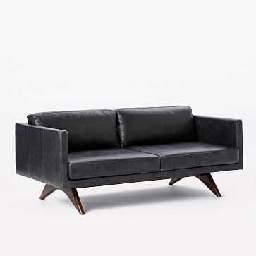 Brooklyn 74"Charme Leather Sofa, Licorice - Image 0