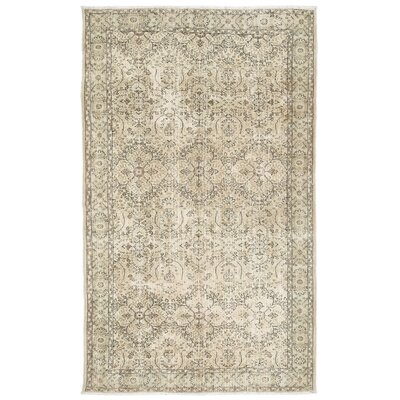 One-of-a-Kind Hand-Knotted 1960s Beige 5'2" x 9'9" Area Rug - Image 0