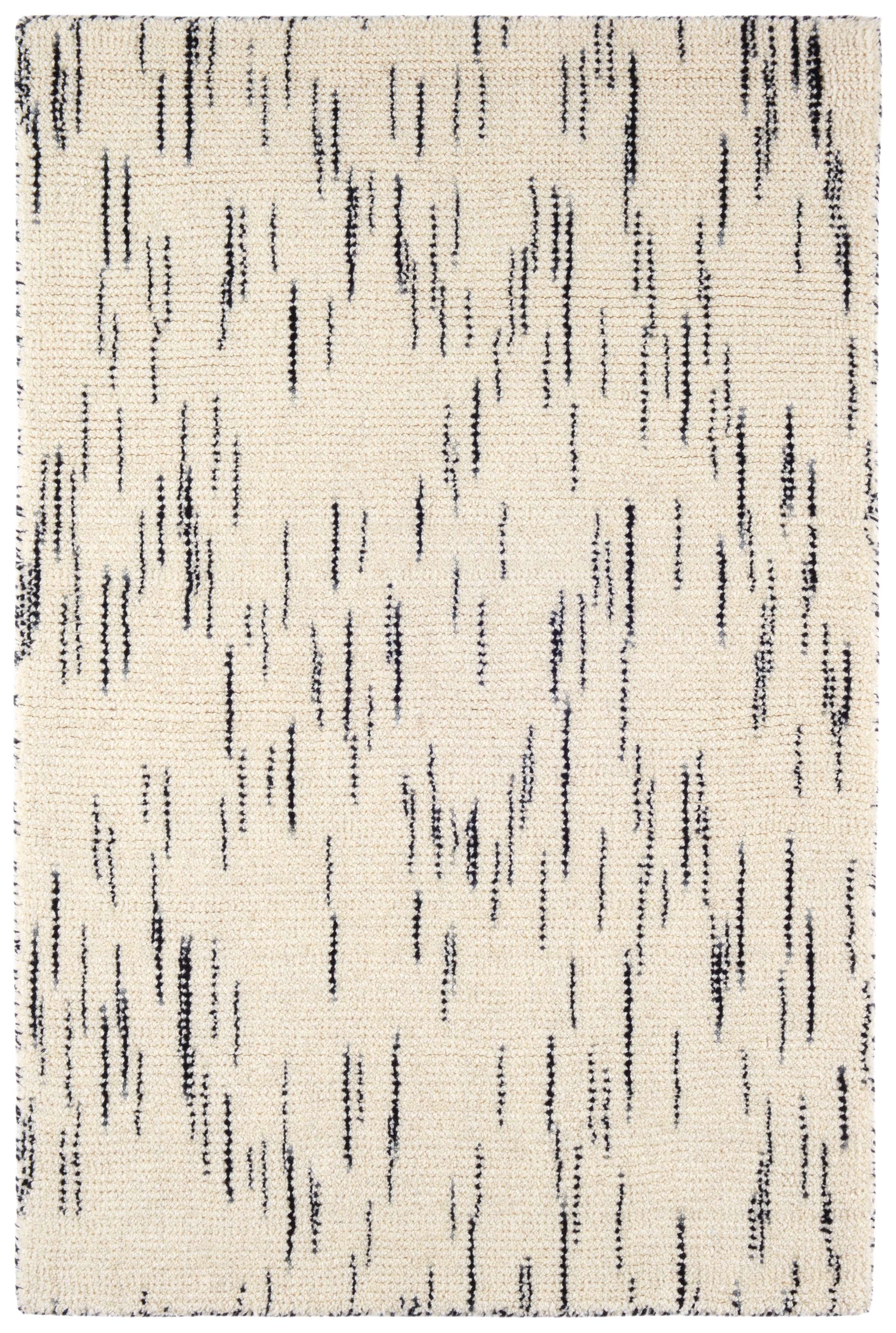 Ozzie Black/White Hand Loom Knotted Wool Rug - Image 0