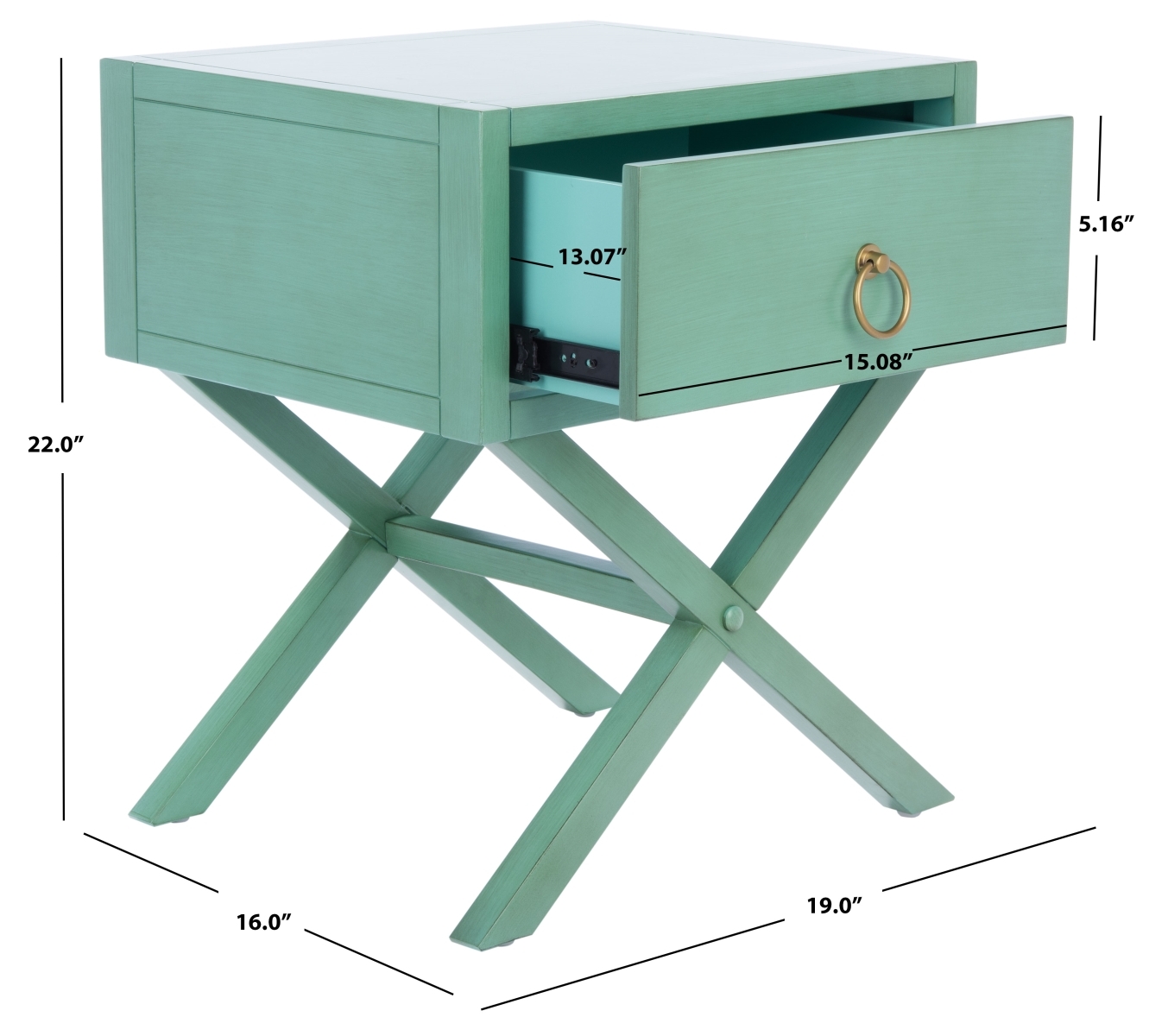 Odilia 1 Drawer Nightstand - Turquoise - Safavieh - Image 8