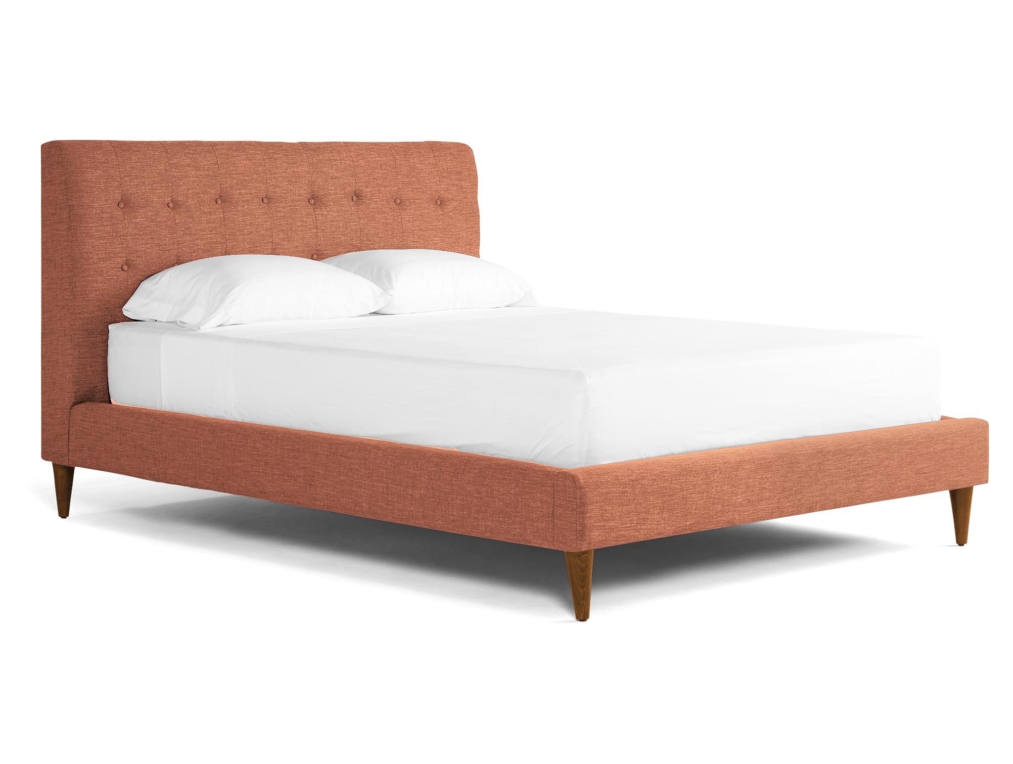 Pink Eliot Mid Century Modern Bed - Plush Terra Rose - Mocha - Cal King - Image 1