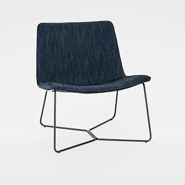 Slope Lounge Chair, Poly, Performance Velvet, Ink Blue, Charcoal - Image 3