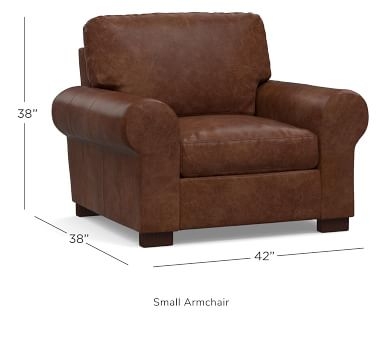 Turner Roll Arm Leather Grand Armchair 48", Down Blend Wrapped Cushions, Churchfield Chocolate - Image 3