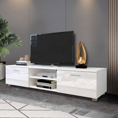TV Cabinet TV Stands, Media Console Entertainment Center Television Table, 2 Storage Cabinet With Open Shelves, White - Image 0